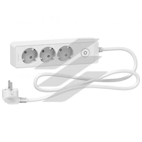 Подовжувач на 3 розетки, з заземленням, білий колір, 1.5м, Schneider Electric