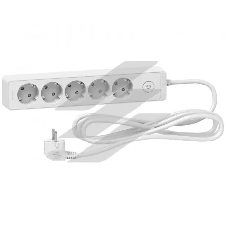Подовжувач на 5 розеток, з заземленням, білий колір, 3м, Schneider Electric