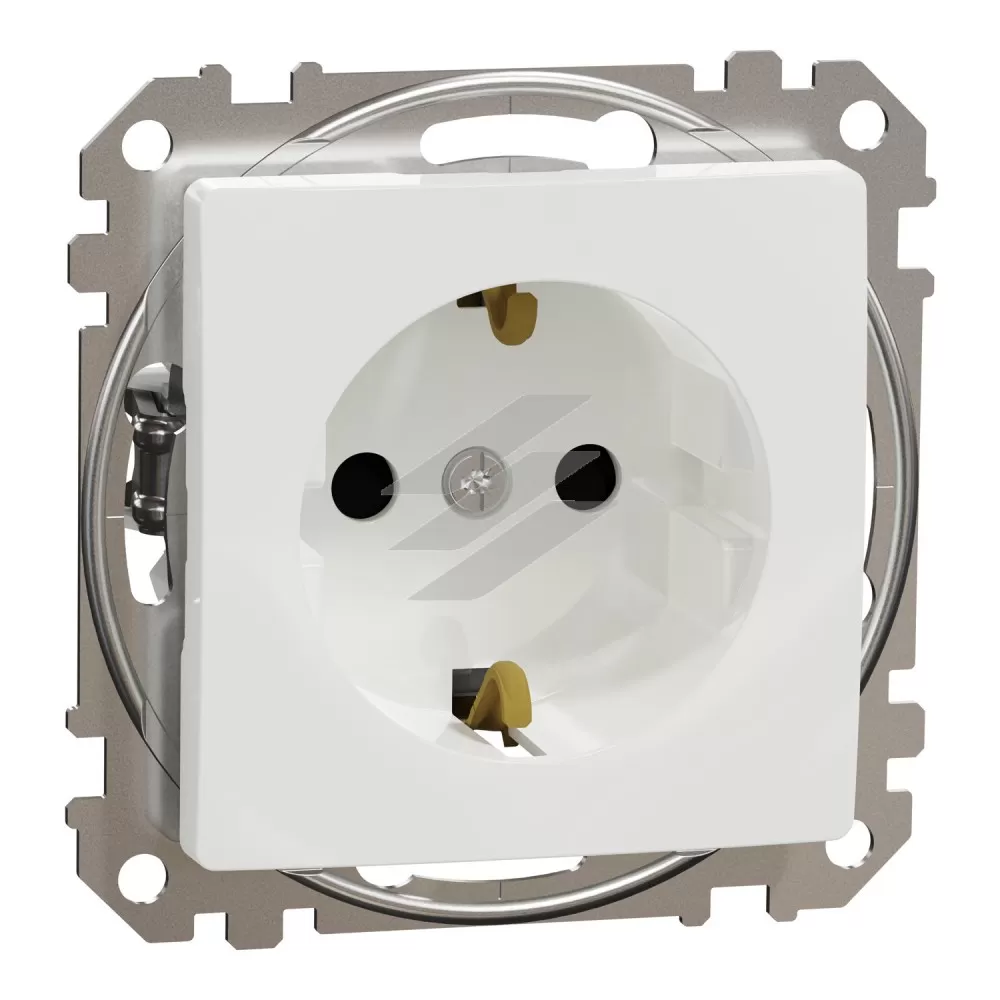 Розетка з заземленням та шторками, білий, Sedna Design, Schneider Electric