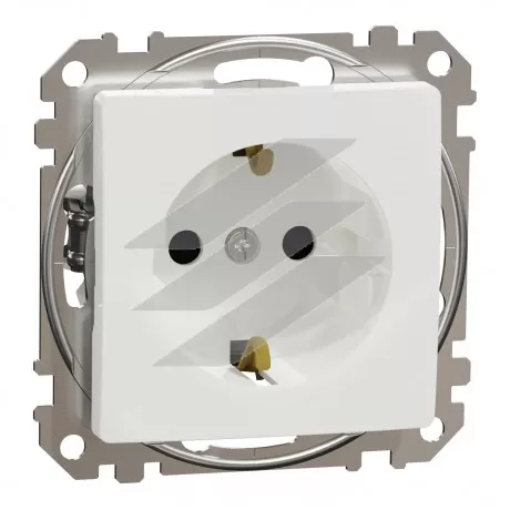 Розетка з заземленням та шторками, білий, Sedna Design, Schneider Electric