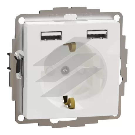 Розетка з заземленням, з USB, білий, Sedna Design, Schneider Electric