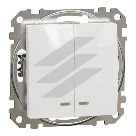 Двоклавішний вимикач, з підсвічуванням, білий, Sedna Design, Schneider Electric