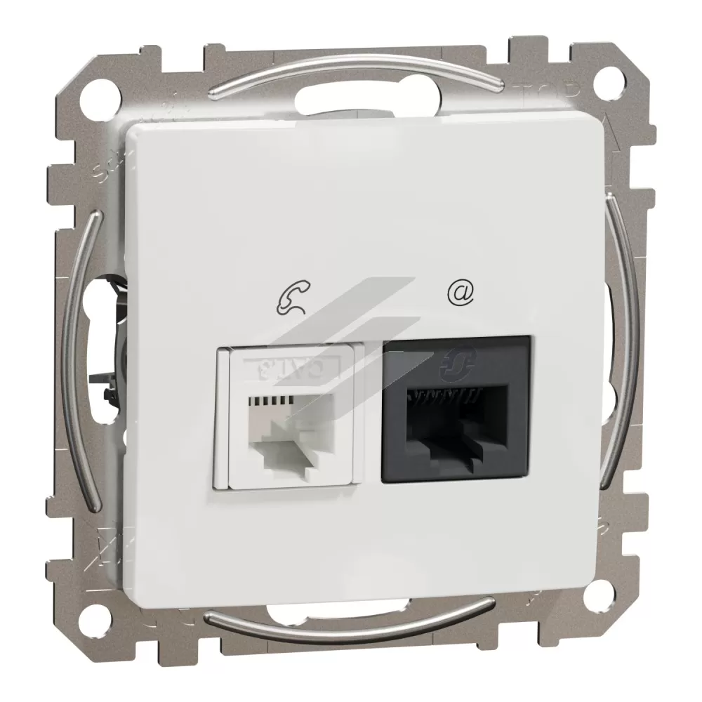 Розетка RJ45+RJ11 6UTP, білий колір, Schneider Electric