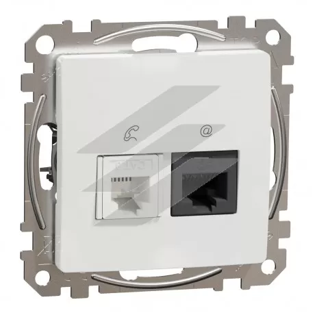 Розетка RJ45+RJ11 6UTP, білий колір, Schneider Electric