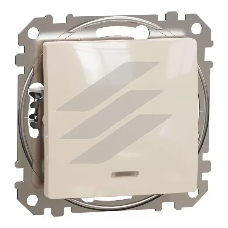 Одноклавішний вимикач з підсвіткою, бежевий, Sedna Design, Schneider Electric
