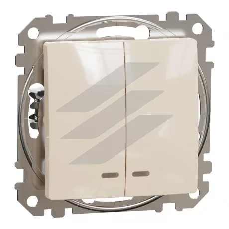 Двоклавішний вимикач з підсвіткою, бежевий, Sedna Design, Schneider Electric