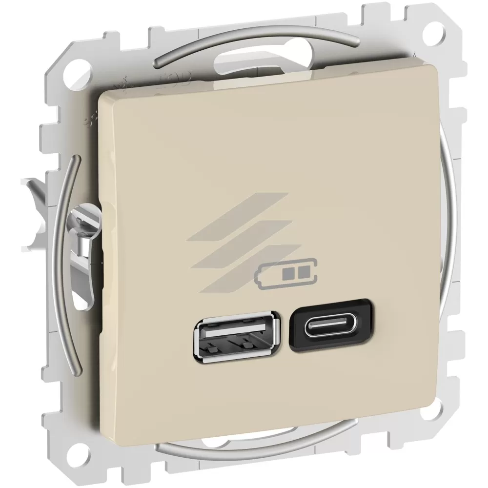 USB роз'єм A+C, 3А, 45Вт, бежевий, Sedna Design, Schneider Electric