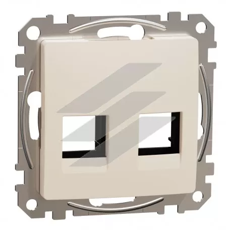 Центр панель для 2хRJ45 (чорний), бежевий, Sedna Design, Schneider Electric