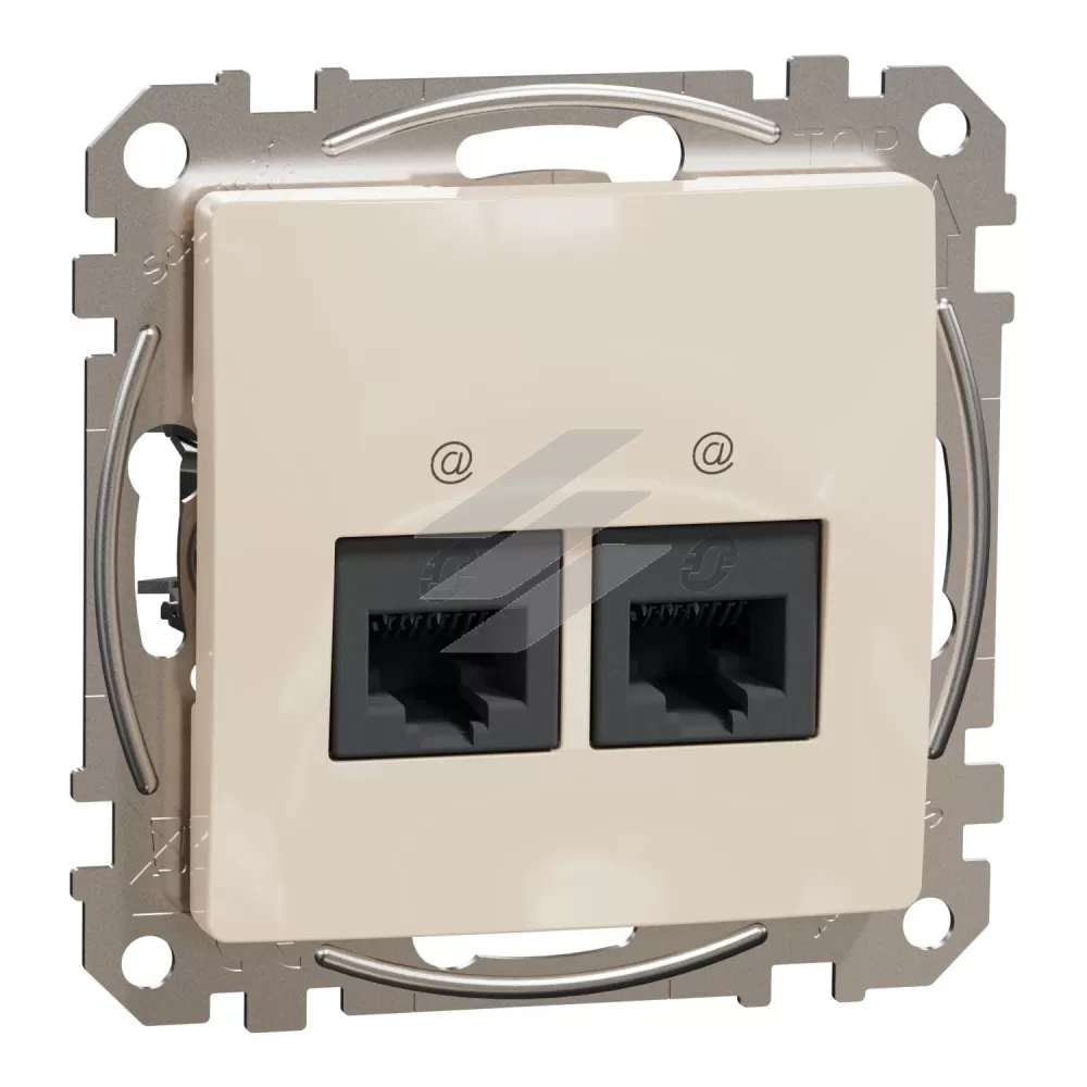 Розетка комп'ютерна подвійна 2хRJ45CAT5E UTP, бежевий, Sedna Design, Schneider Electric