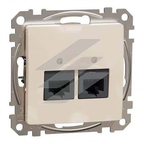 Розетка комп'ютерна подвійна 2хRJ45CAT5E UTP, бежевий, Sedna Design, Schneider Electric