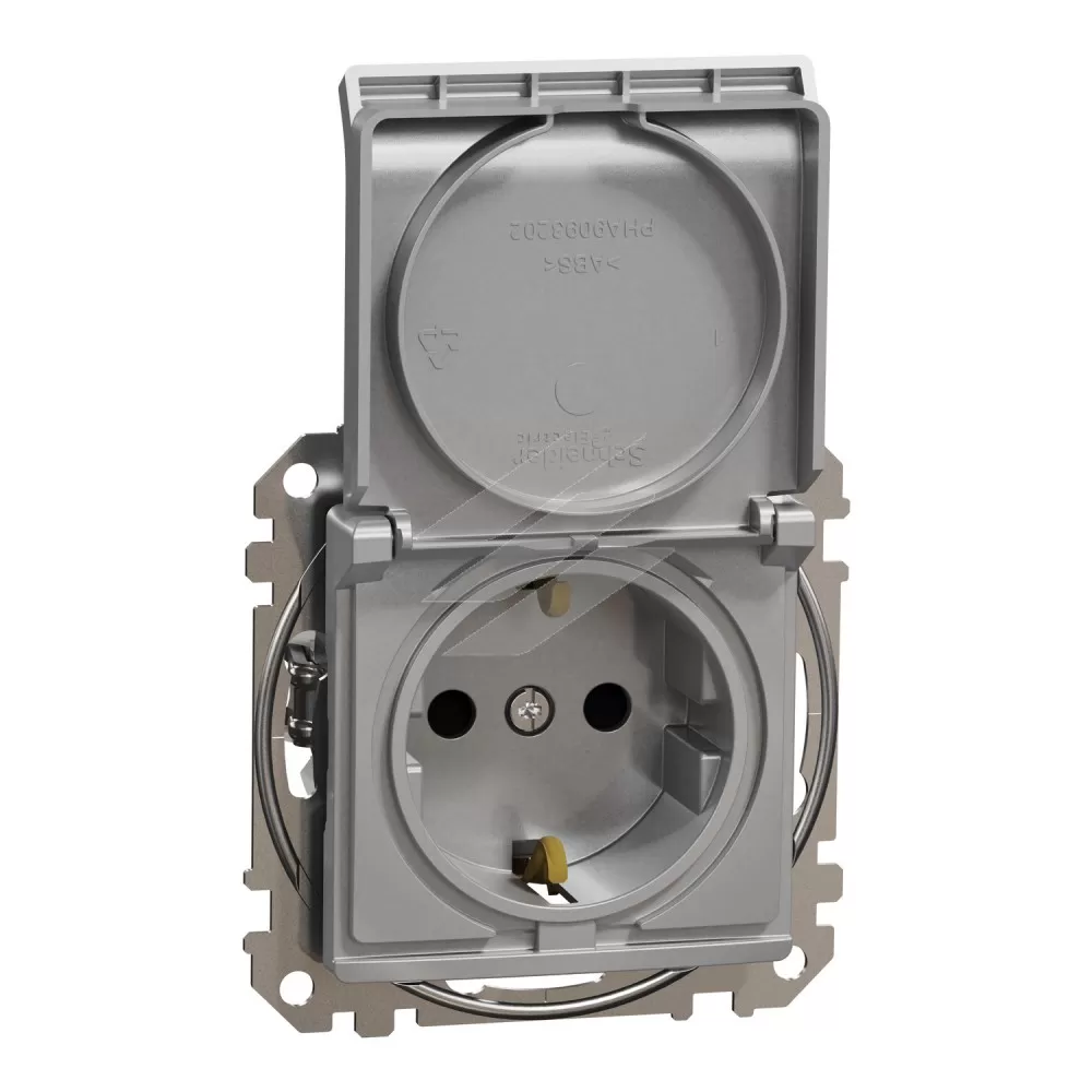 Рамка з заземленням та з шторками, кришка, алюміній, Sedna Design, Schneider Electric