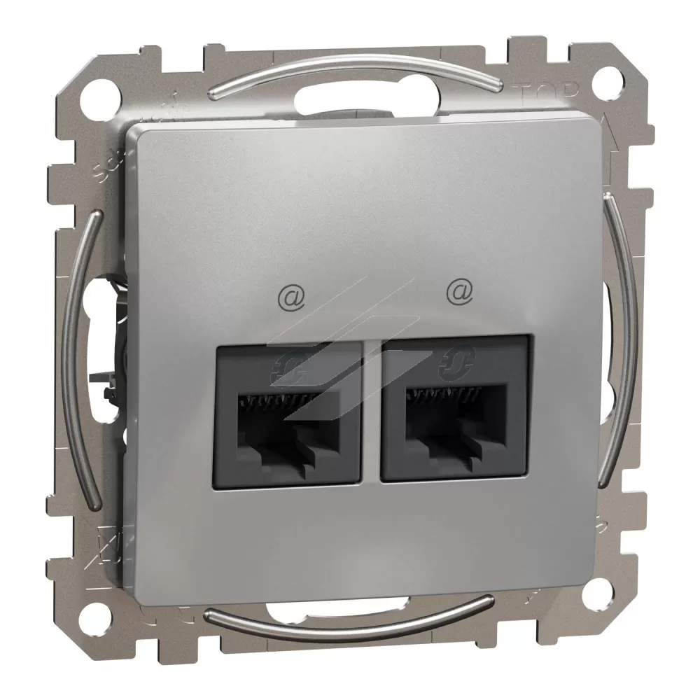 Розетка комп'ютерна подвійна 2хRJ45CAT5E UTP, алюміній, Sedna Design, Schneider Electric