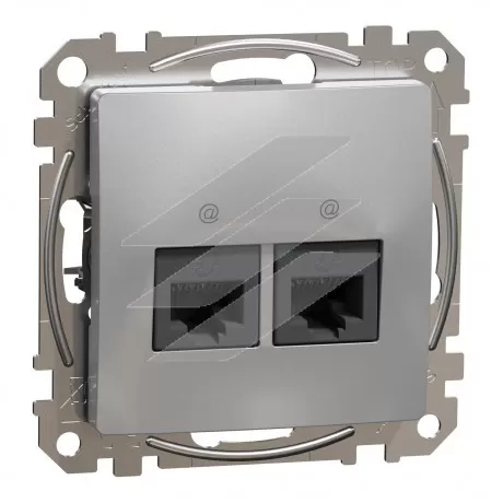 Розетка комп'ютерна подвійна 2хRJ45CAT5E UTP, алюміній, Sedna Design, Schneider Electric