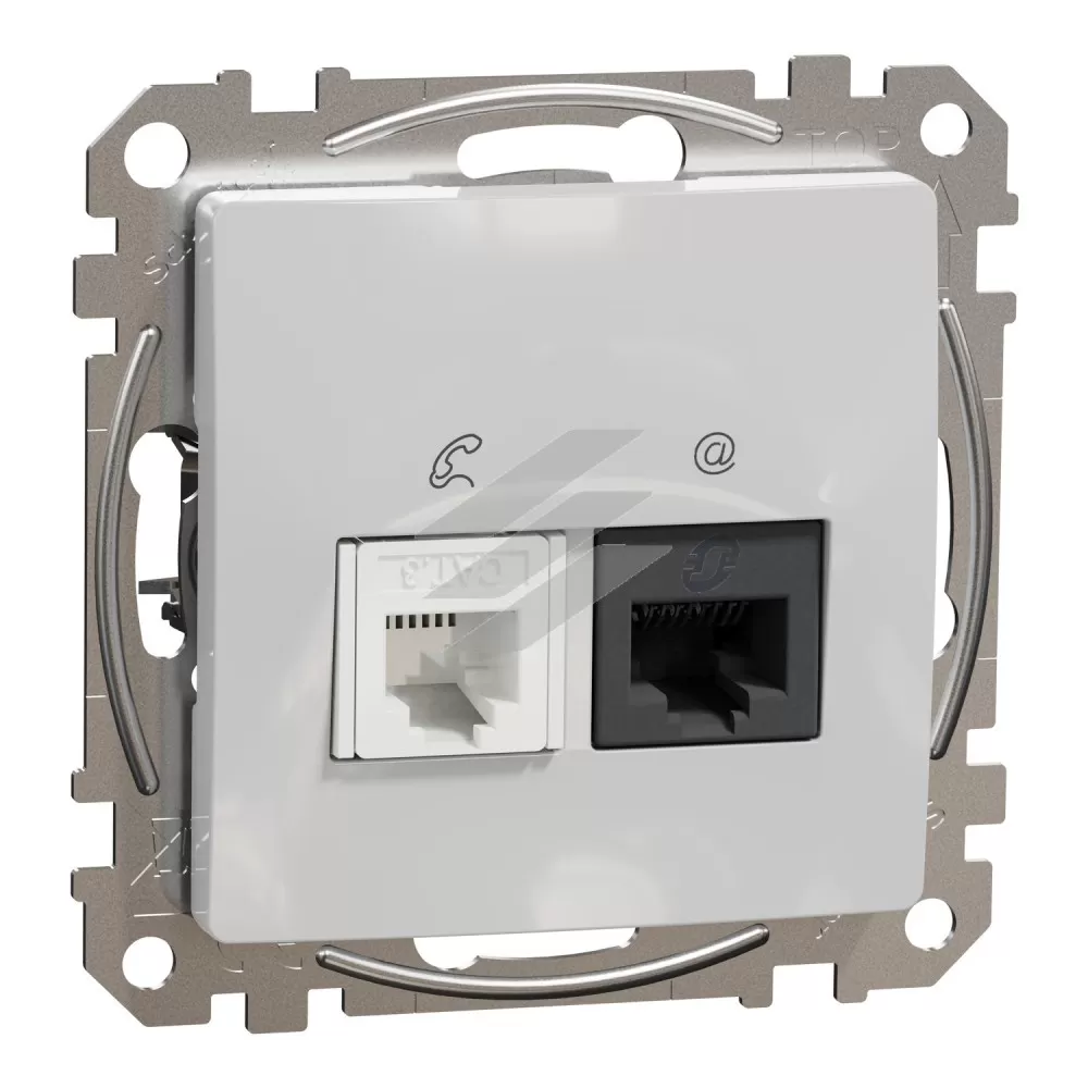 Розетка RJ45+RJ11 6UTP, алюміній, Schneider Electric