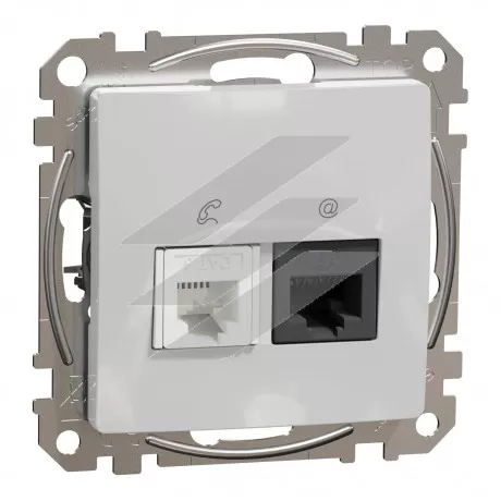 Розетка RJ45+RJ11 6UTP, алюміній, Schneider Electric