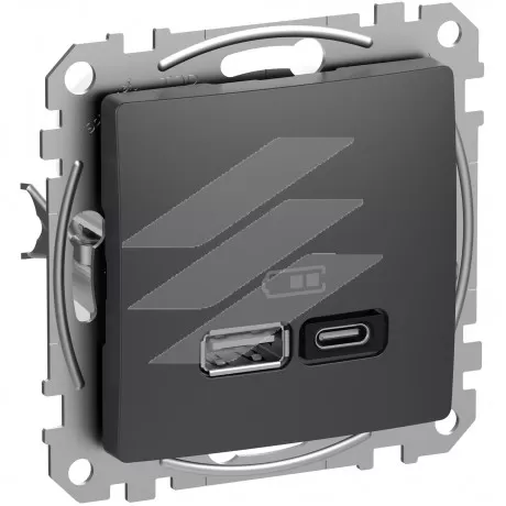 USB роз'єм A+C, 3А, 45Вт, Антрацит, Sedna Design, Schneider Electric