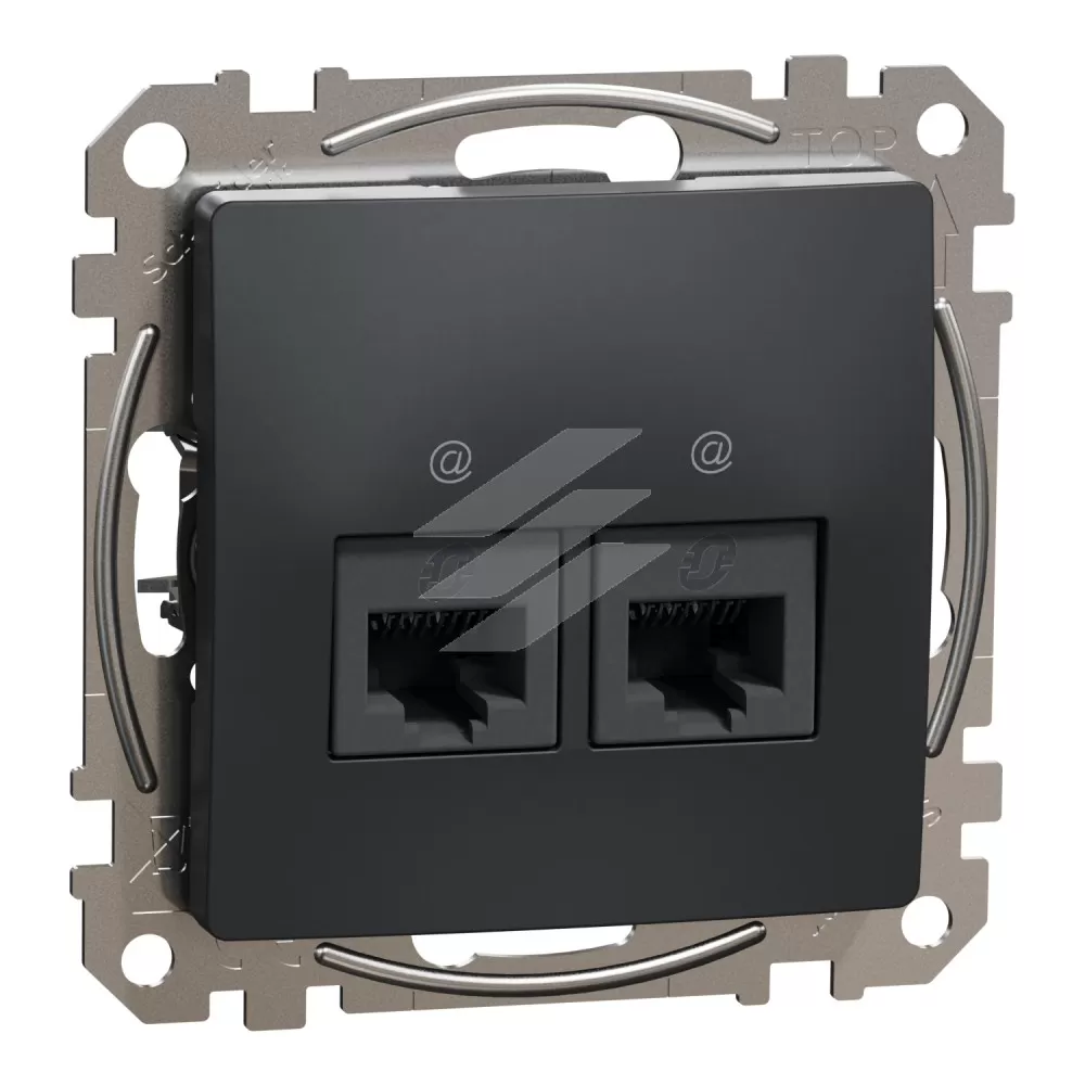 Розетка комп'ютерна подвійна 2хRJ45CAT5E UTP, чорний, Sedna Design, Schneider Electric