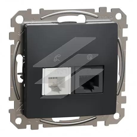 Розетка RJ45+RJ11 6UTP, чорний, Schneider Electric