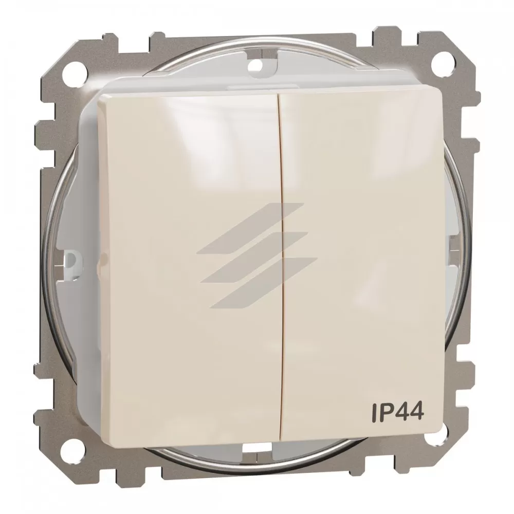 Двоклавішний вимикач IP44, бежевий, Sedna Design, Schneider Electric