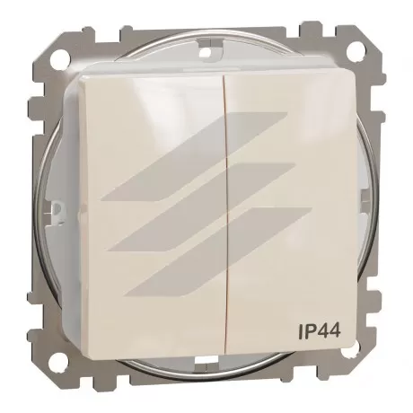 Двоклавішний вимикач IP44, бежевий, Sedna Design, Schneider Electric