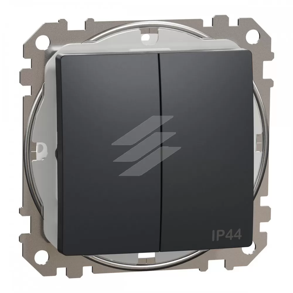 Двоклавішний вимикач IP44, чорний, Sedna Design, Schneider Electric
