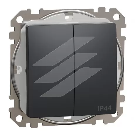 Двоклавішний вимикач IP44, чорний, Sedna Design, Schneider Electric